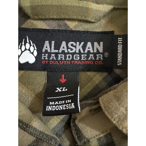 Duluth Trading Men's XL Alaskan Hardgear Wool Blend Green Plaid Button Down - Picture 3 of 5